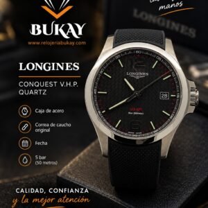 Reloj Longines VHP con resistencia al agua de 5 bares (50 metros).