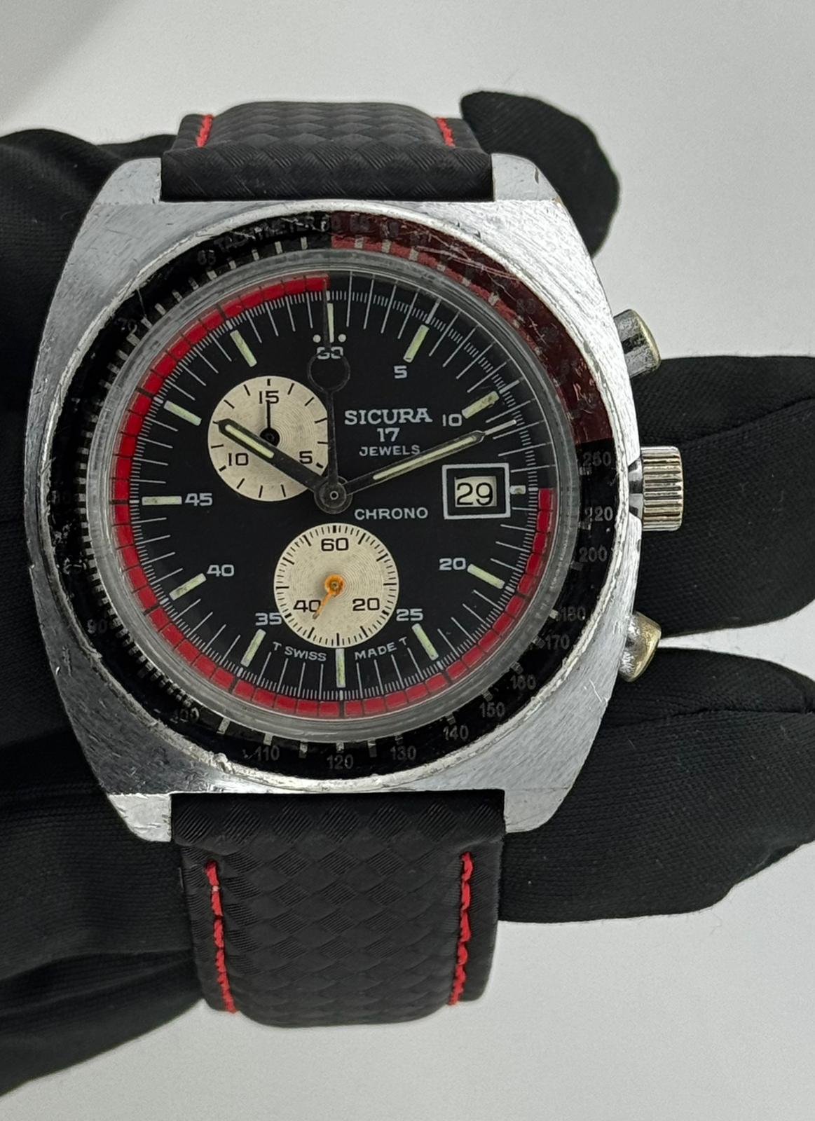 Reloj de pulsera Sicura con cronógrafo y 17 rubíes. - Imagen 2